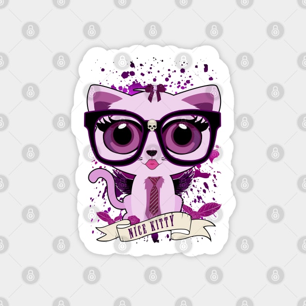 Nice Kitty - Purple Sticker by adamzworld